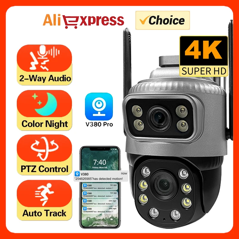 4K 8MP HD IP CCTV Camera 4G SIM Card WIFI Outdoor Security Wireless Video Surveillance Outdoor Waterproof Auto Tracking V380 Pro