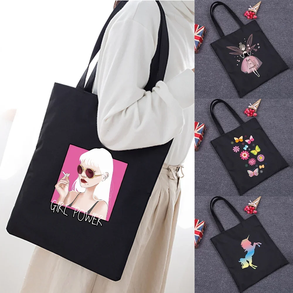 

Women Canvas Shopping Bag Female Canvas Cloth Shoulder Bags Environmental Storage Handbag Organizer Foldable Eco Grocery Tote