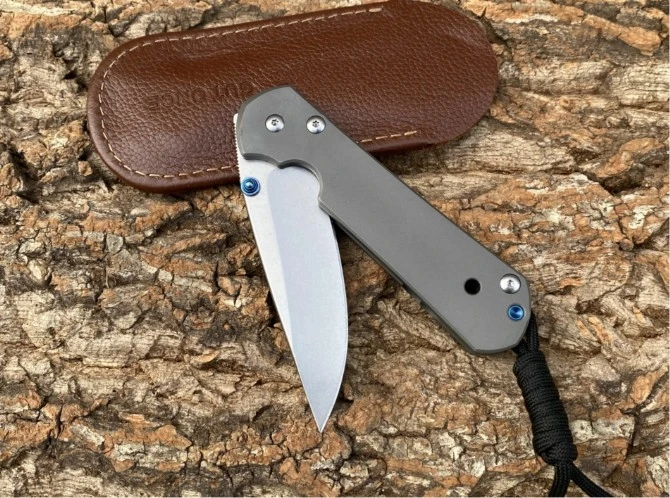 ChrisCR-cuchillo plegable de bolsillo táctico con mango de titanio, herramienta de supervivencia EDC de caza, hoja D2, 21 Aniversario