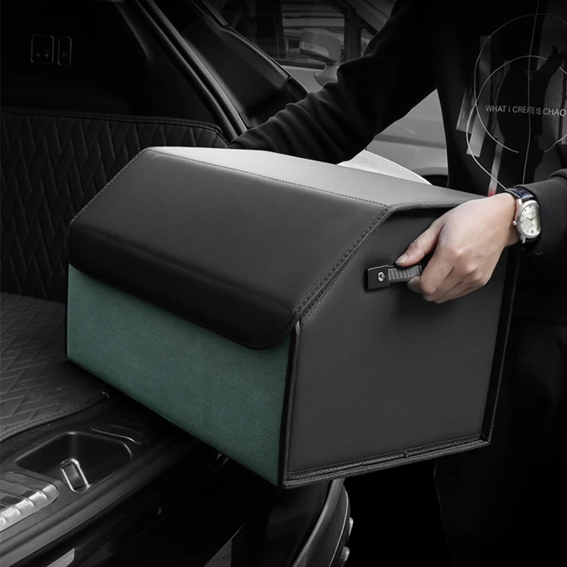 

Collapsible Car Trunk Storage Organizer, Multipurpose Storage Box PU Leather Stowing Tidying Snacks Umbrellas Auto Accessories