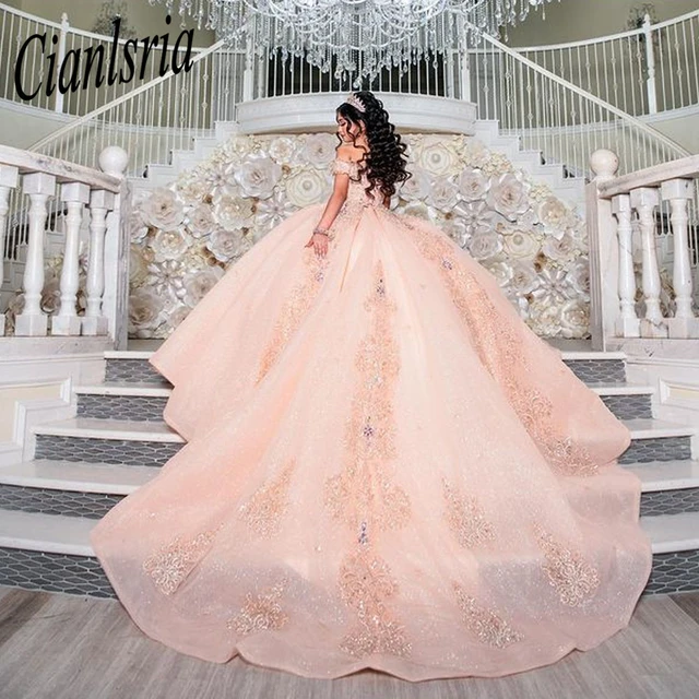 Gold and pink quinceanera best sale