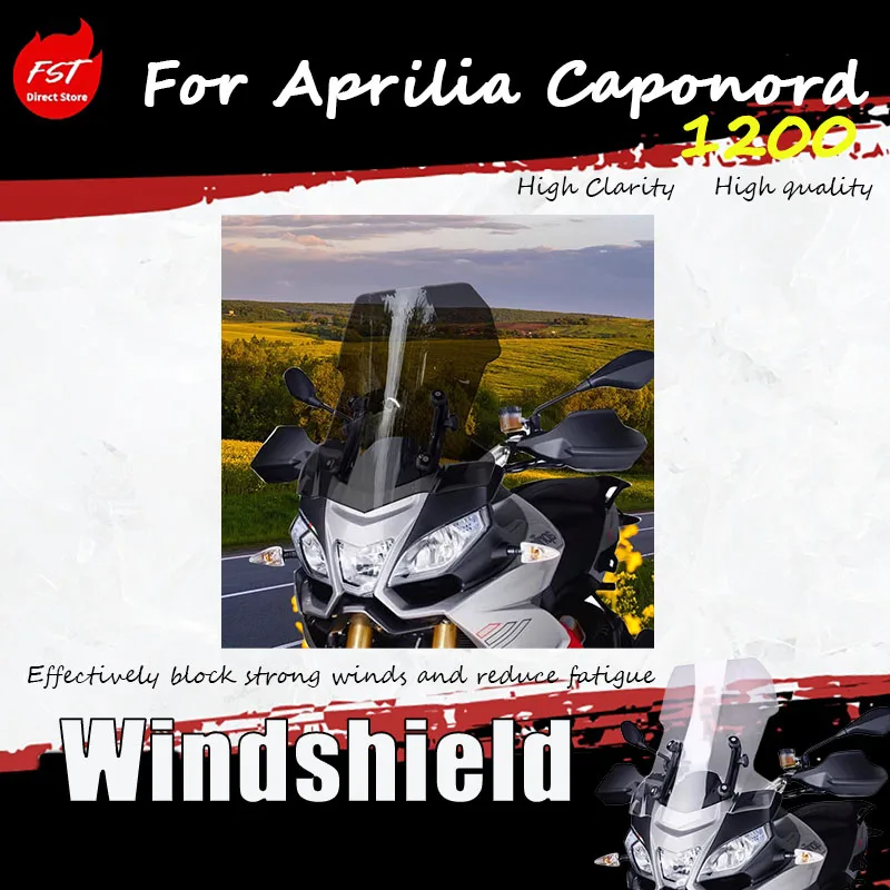 

For Aprilia Caponord 1200, modify the windshield to increase its height and width. This is a motorcycle accessory.