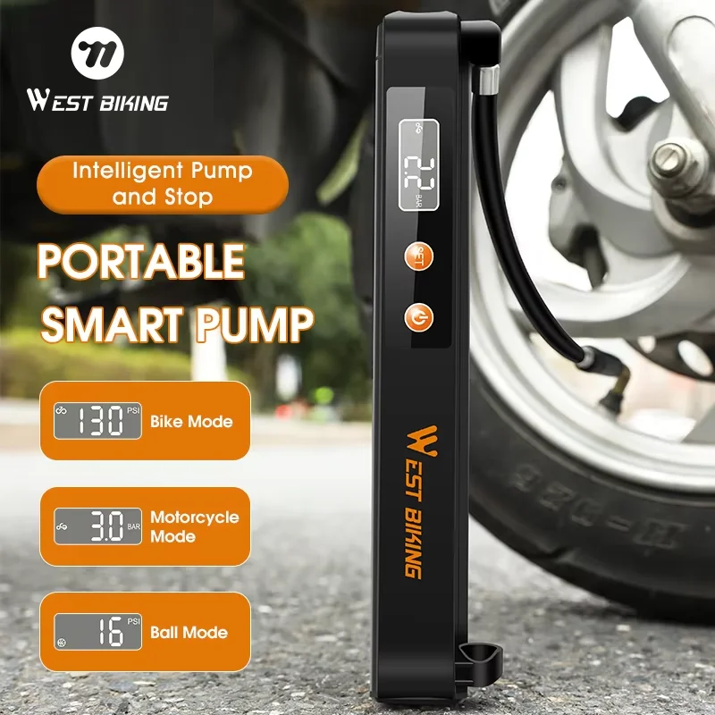 

7.4V 1500mAh Electric Bicycle Pump Auto-stop 130 PSI Tire Inflator With Pressure Gauge Rechargeable Bike Motorcycle Ball Pump