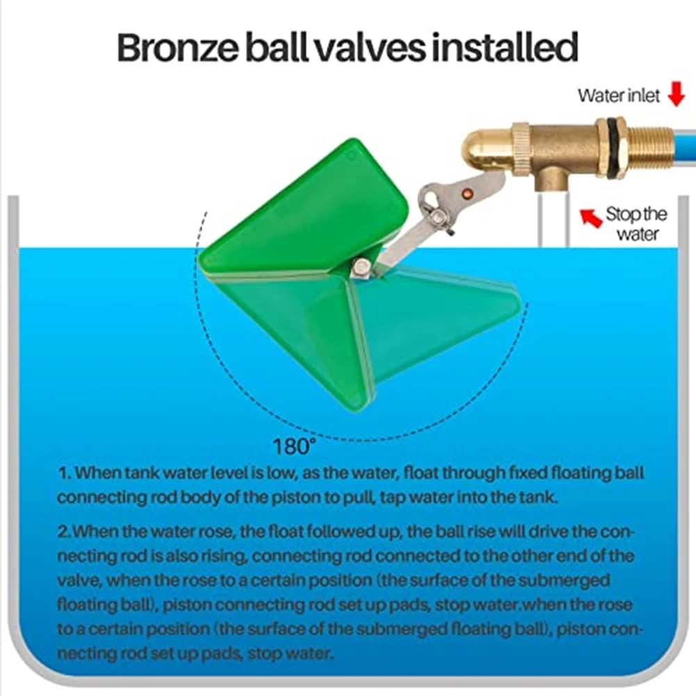 Brass 1/2-inch Adjustable Float Valve for Automatic For Water Filling Systems Used in Residential and Industrial For Water Tanks