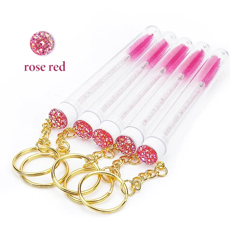 แปรงปัดขนตาแบบหลอด 10 ชิ้น พร้อมพวงกุญแจสีทอง อุปกรณ์ต่อขนตา แปรงปัดขนตาแบบใช้แล้วทิ้ง หวีขนตาและคิ้ว แปรงแต่งหน้า