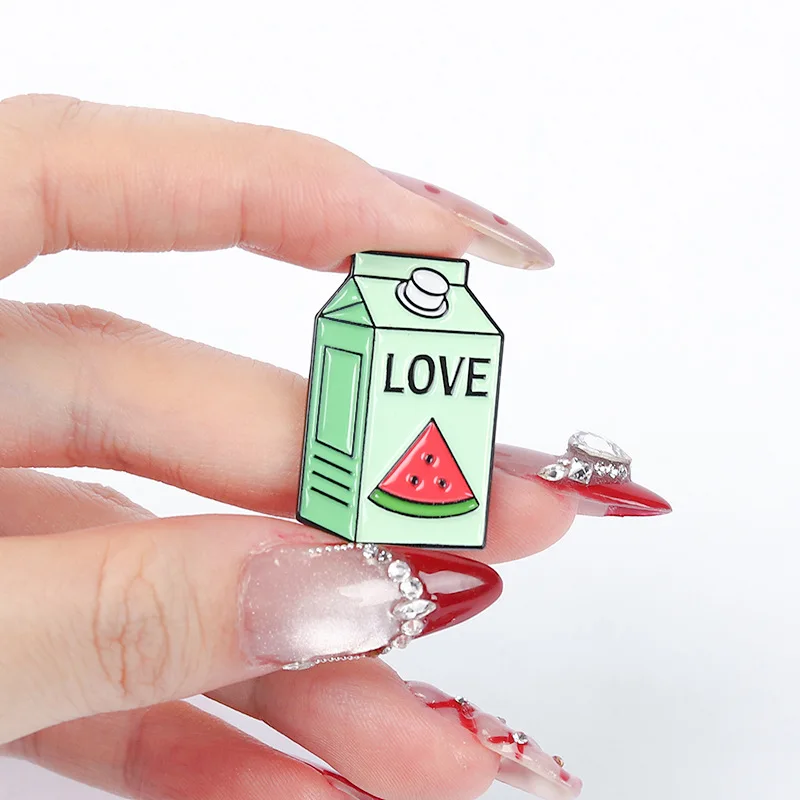 Character Enamel Metal Pins Patient Peaceful Kind Fruit Drink Women's Brooches Lapel Pin Jewelry Gift for Friends