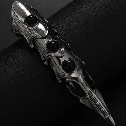 Armour Knuckle Full Finger Double loop Activity Ring For Men Punk Gothic Open Ring Jewelry Anime Cosplay Halloween Accessories