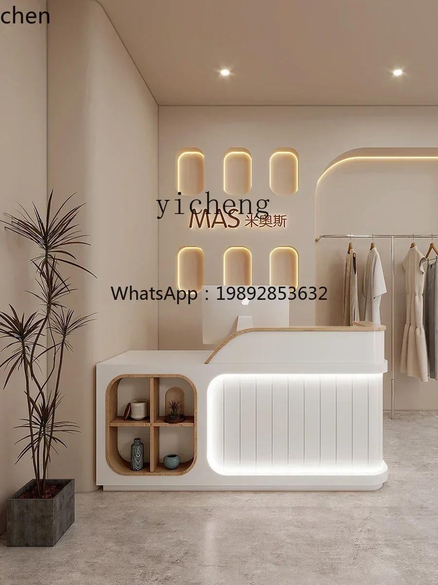 HT Modern Simple Beauty Salon Cashier Counter Women's Clothing Store Barber Shop Reception Front Desk Shop Small Bar