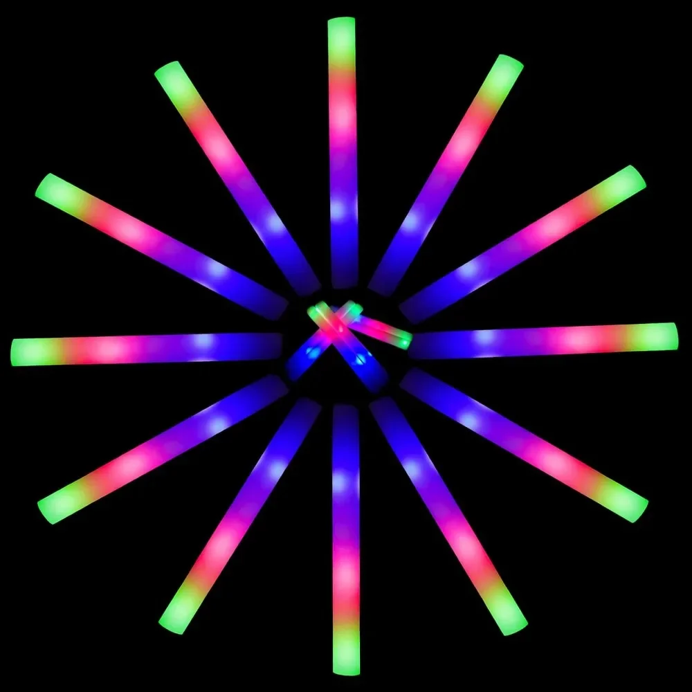 

Glow Sticks Bulk - 100 Pcs Light up Foam Sticks with 3 Modes Colorful Flashing Effect, Led Lights Glow in The Dark Party Supplie