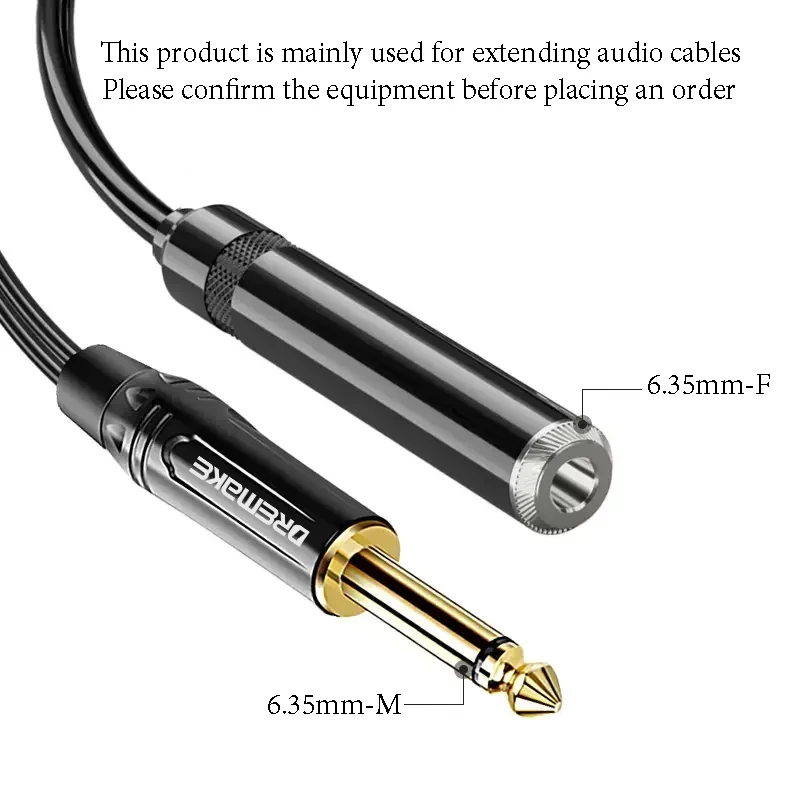 Audio Extension Cable Jack 6.5mm Male To 2x6.5mm Female 1/4inch for Amplifier Microphone Mixer Connect Guitar Bass