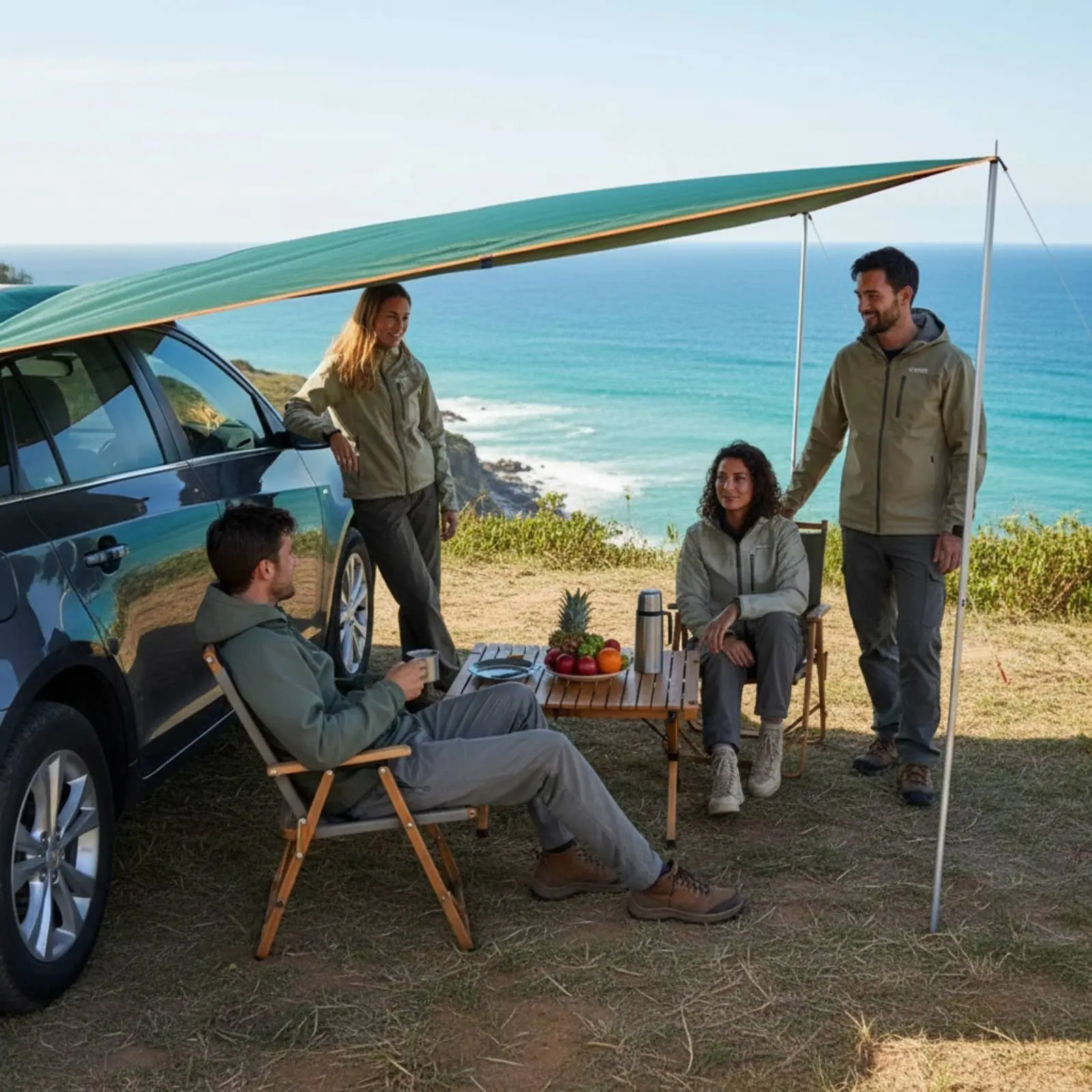 

Car Side Awning Tear-Resistant Suction Suction Pad Car Tarp Vehicle Side Sun Shade Easy Setup Vehicle Mounted Sunshade