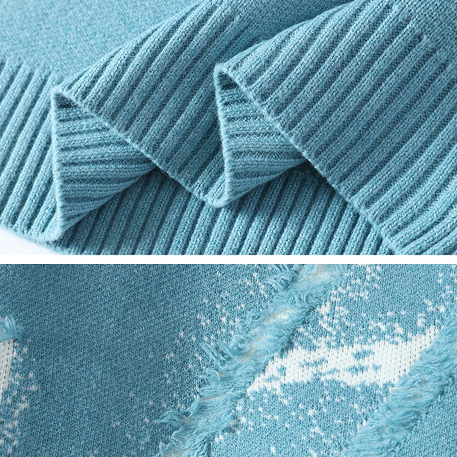 Ripped Knitted Sweater Men Autumn Winter Jumper Sweaters Fashion Casual Ripped Pullover Male