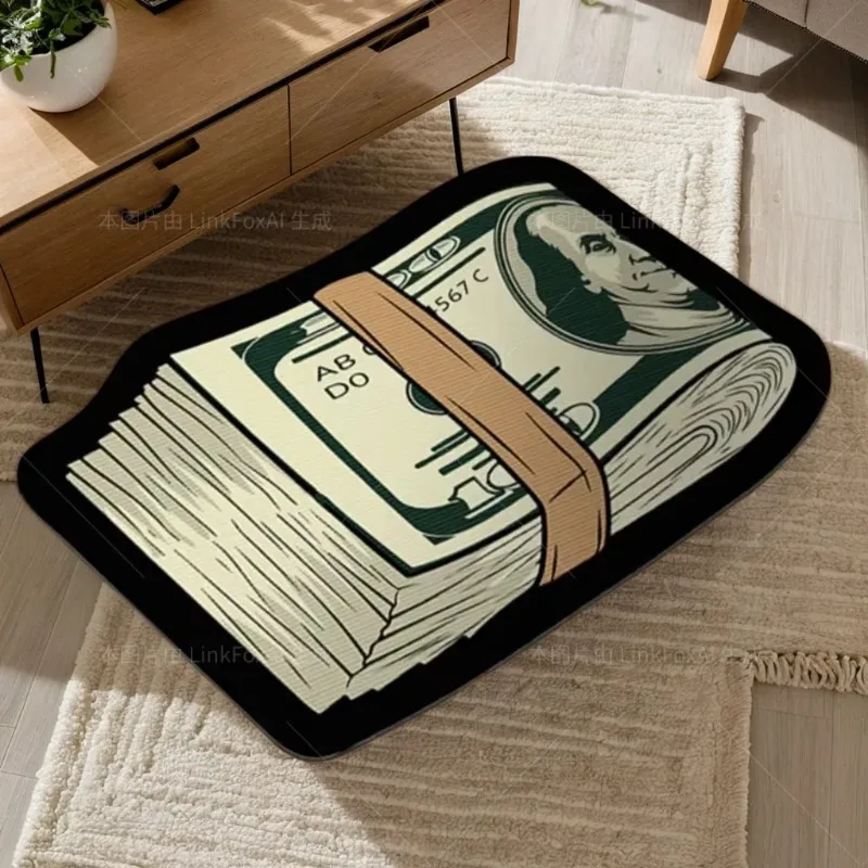 Irregular Dollar Area Rug Simulated Money Carpet Soft Comfortable Foot Mat Cute Entry Door Rug Household Supply Home Decoration