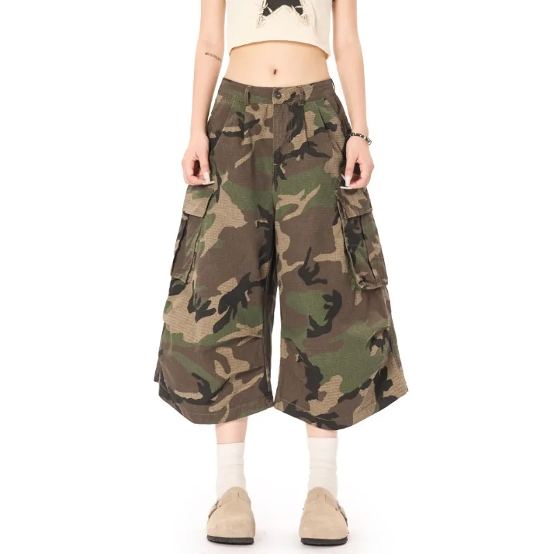 الأمريكية الرجعية التمويه العمل السراويل النساء الشارع المد فضفاض مستقيم سراويل تقليدية الشارع الشهير النساء