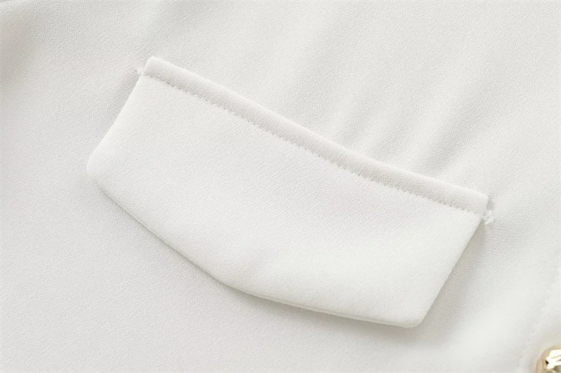 2025 Autunno nuova moda femminile, elegante e semplice, camicia a maniche lunghe con tasca e spalline dettagli in tessuto crepe.