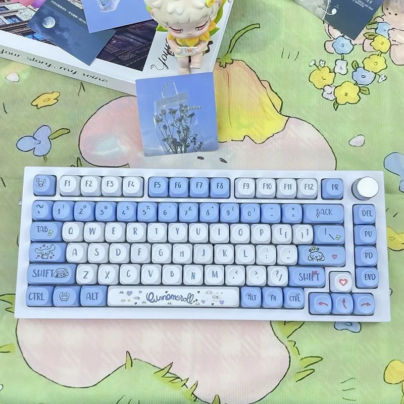 Sanrio YUGUIGOU Kawaii Cinnamoroll Keycaps  Cartoon Style PBT Mechanical Keyboard Key Caps MOA Highly Cute Keyboard Accessories