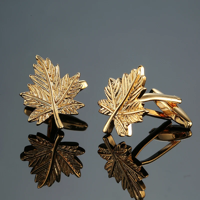 أزرار أكمام للقميص الفرنسي للرجال ، ورود الحب الحلوة ، برسيم الحظ ، أوراق القيقب ، إكسسوارات بدلة العمل ، مجوهرات رومانسية ، زر الكفة #2