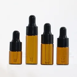 30/50/100 pcs 1ml 2ml 3ml 5ml Mini Dropper Bottles Empty Essential Oil Bottles Glass Sample Vial Brown Amber Aromatherapy