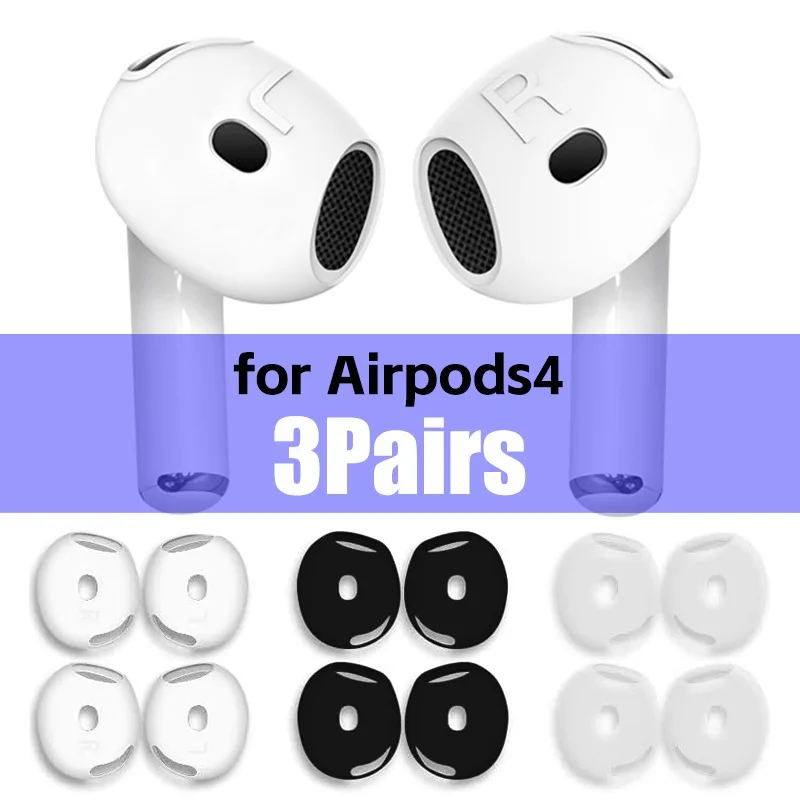 3/1Pairs Ear Tips Ear Silicone Gels Anti-Slip Earbuds Replacement Cover for AirPods4 Earbud Slim Replacement Sleeve for AirPods4