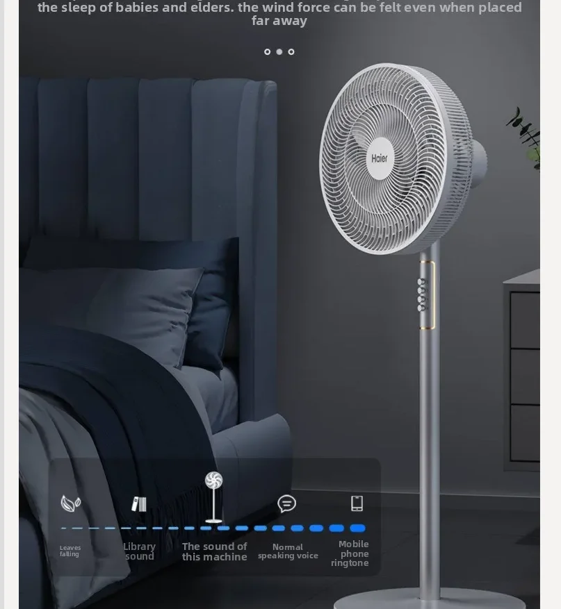 

220V Haier Electric Fan Powerful Floor Standing Desk Fan 7 Blades with Oscillation Energy Saving for Home Office Bedroom HAC