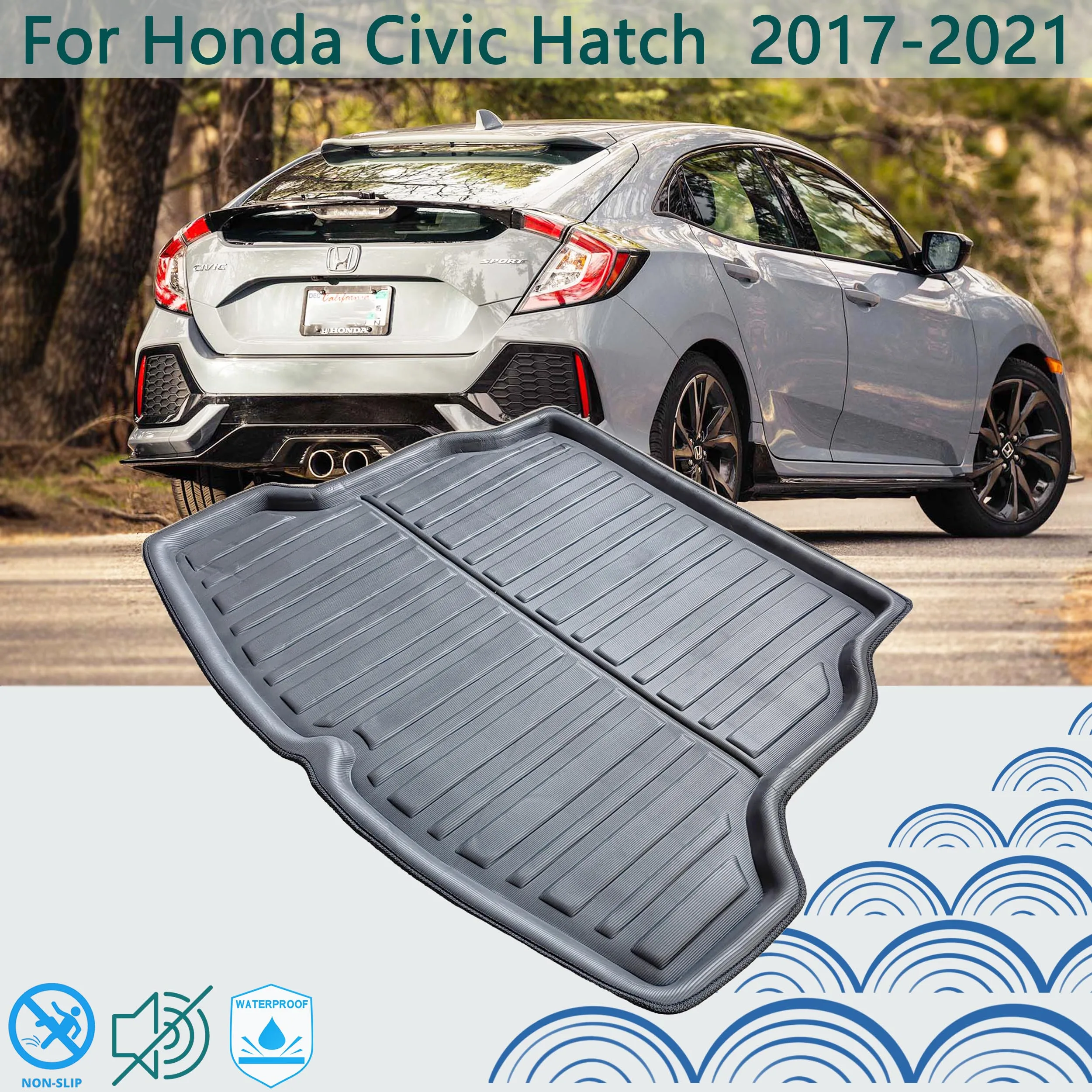 For Honda Civic 5dr Hatchback 2017 2018 2019 2020 2021 Car Rear Boot Cargo Liner Tailored Trunk Mat Floor Tray Carpet Protection