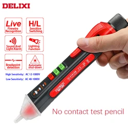 DELIXI Non Contact Voltage Tester 12-1000V AC-Voltage Detector Pen Circuit Electric Indicator Tool with Flashlight Beeper