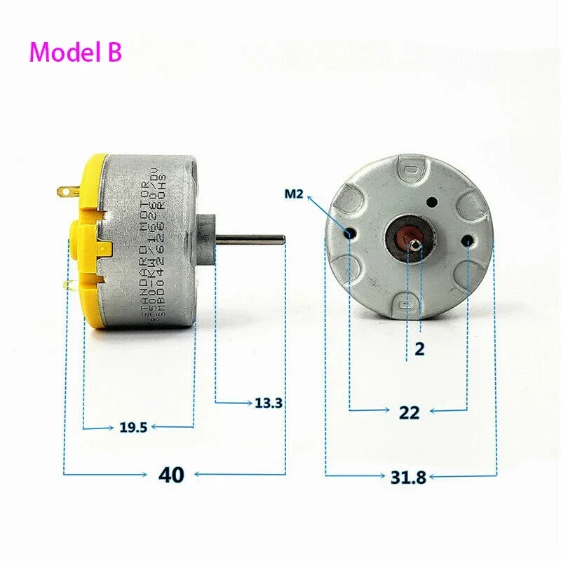 RF-500TB-12560/ RC500-KW/16260 DC 6V-12V Micro 32mm Diameter Round Motor Long Shaft Engine for Sweeping Robot/ Vacuum Cleaner