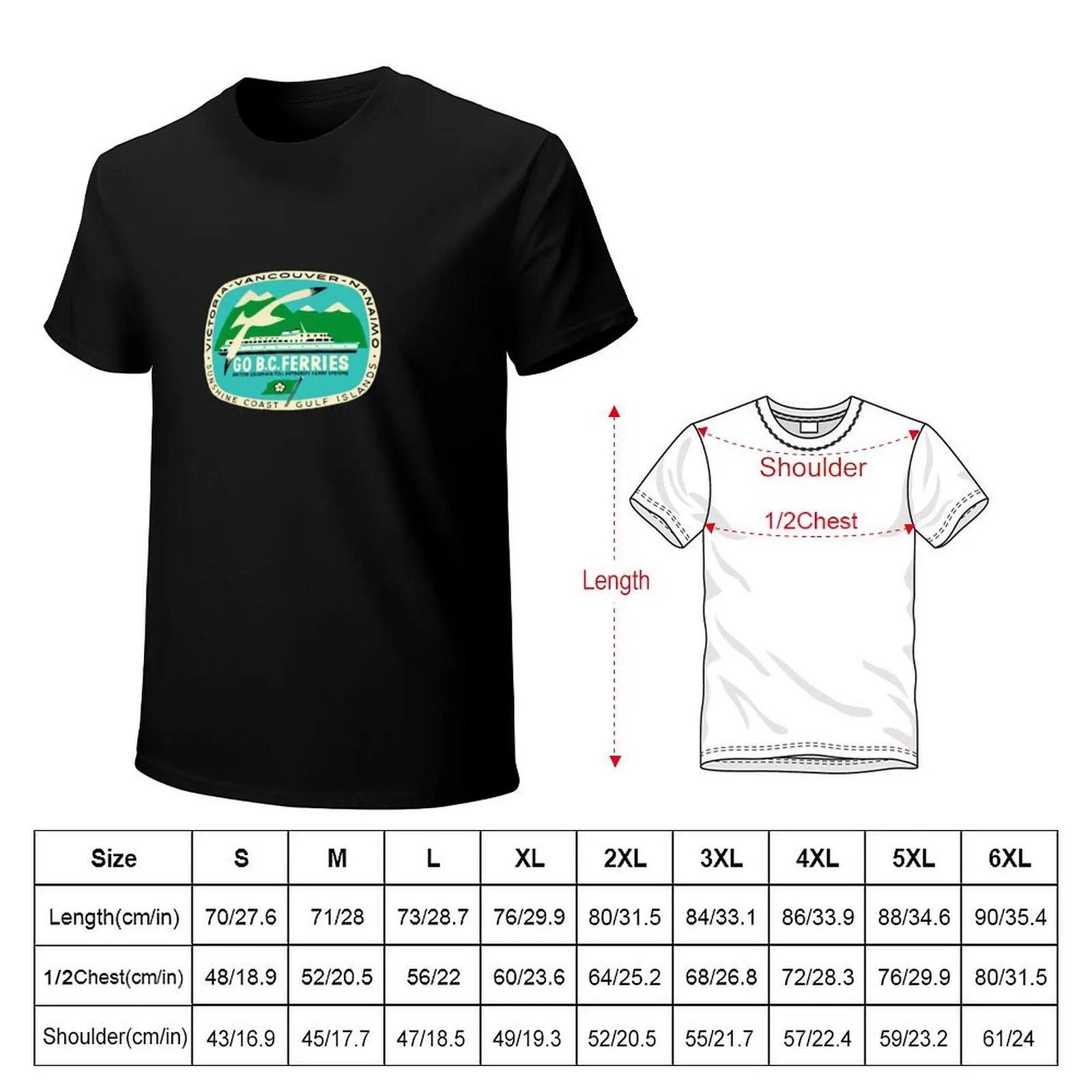 BC Ferries Victoria Vancouver Vintage Travel Decal T-Shirt cotton t-shirt plain for man package T-Shirt