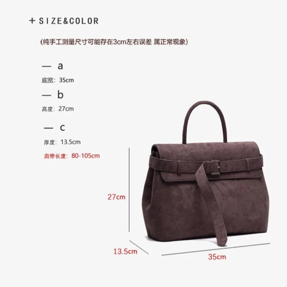 Korean ins retro frosted tote bag, new large capacity commuting shoulder bag, high-end crossbody bag, lazy style handbag