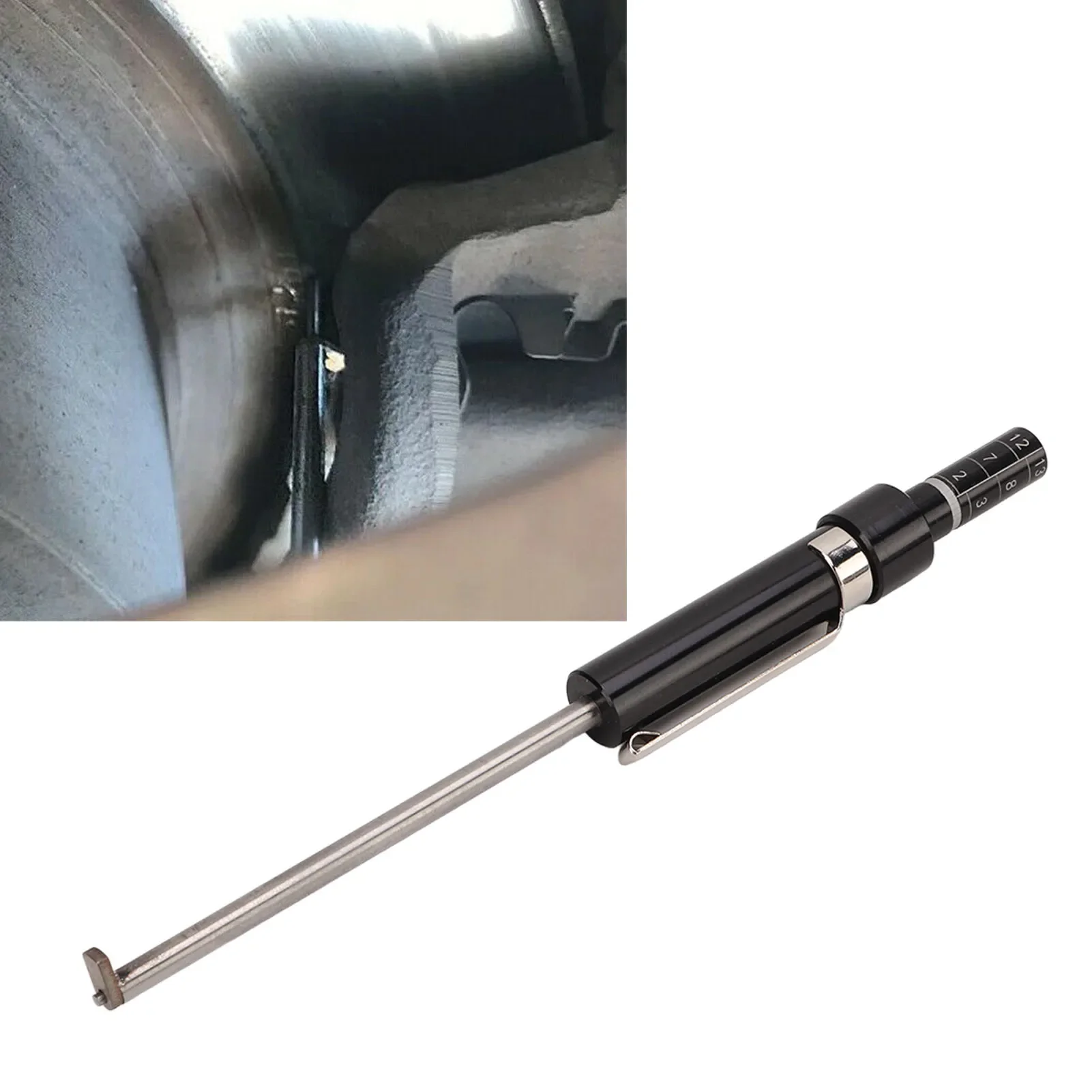 Car Brake Pad Detection Pen Scale Tire Tread Depth Gauge Measuring Tool Black Silver Universal For Internal External
