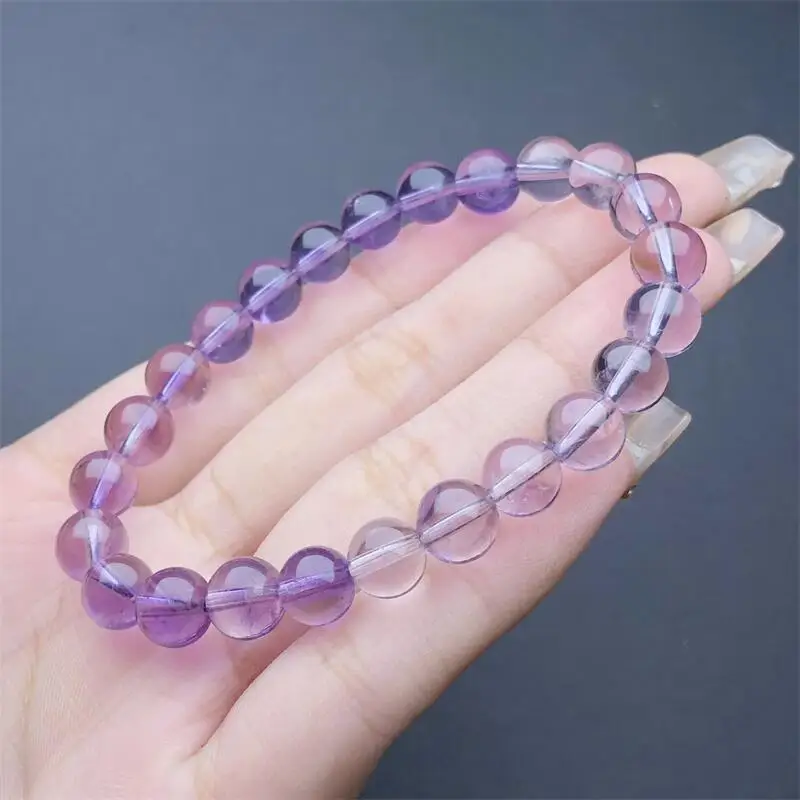 9MM Natural Gradient Amethyst Bracelet Handmade Crystal Jewelry Stretch Bangle Children Birthday Gift 1pcs