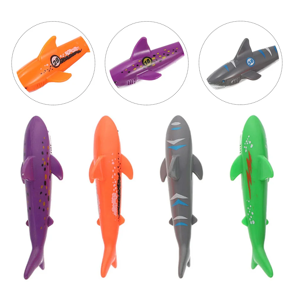 

4 Pcs Diving Toys Gaming Pool Bathtub Billiards Wear-resistant Sharks Plastic Adorable Child