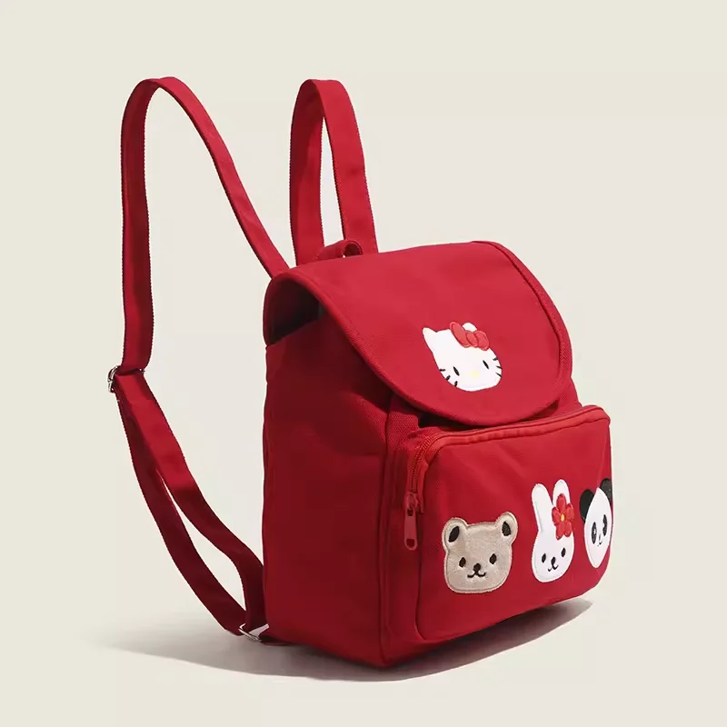 New Miniso Hello Kitty Backpack Cute Student Canvas Printed Backpack Cartoon Lightweight Anime Panda Dopamine Backpack