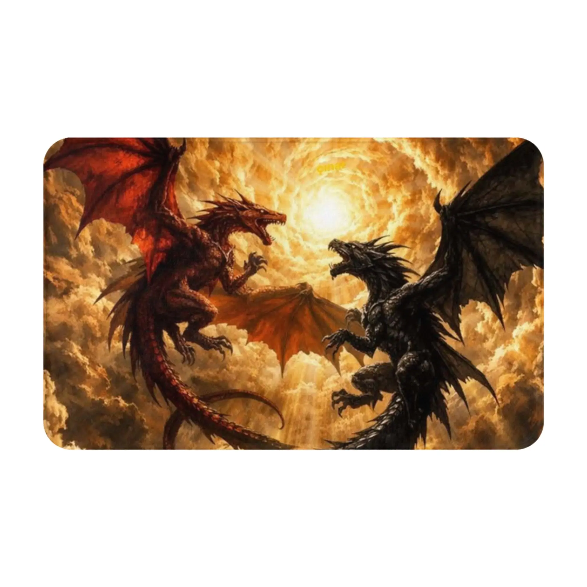 Dual Dragons Fiery Vortex Art Doormat Bath Kitchen Mat  Absorbent Home Decoration