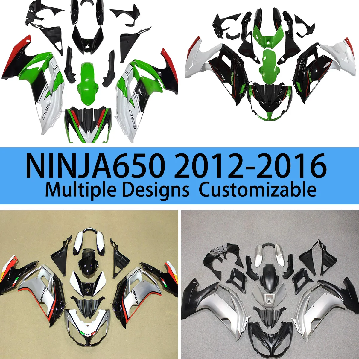 Dirt Bike Fairing Kit for KAWASAKI ER-6F 2012 2013 2014 2015 2016 Motorcycle Accessory Complete Fairings Bodywork Set NINJA650