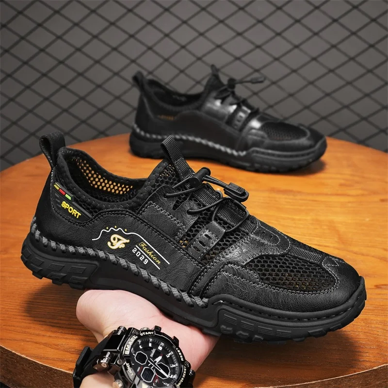 

Новая мужская повседневная обувь для прогулок, мужская обувь с дышащей сеткой, дышащие уличные мужские кроссовки, удобные мужские лоферы, размер 38-48