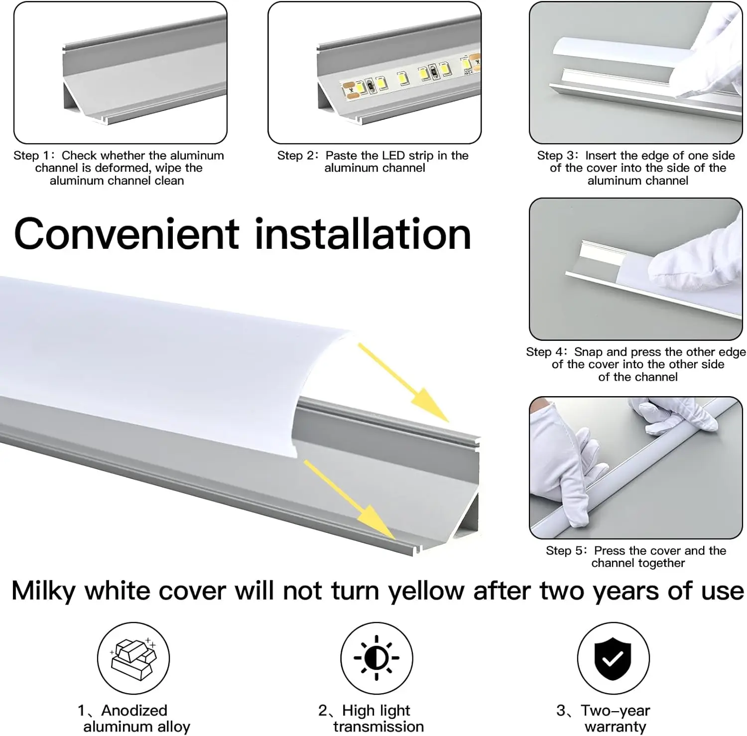 Perfil de aluminio de esquina LED, soporte de canal para tira de luz LED, lámpara esculpida para armario de cocina, 50cm