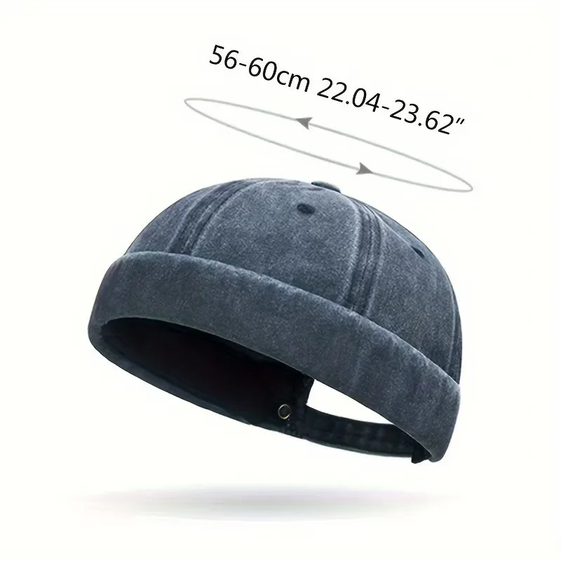 Personalisierte Logo-Bedruckte Hip-Hop-Kappe für Herren, Denim Brimless Docker Mütze, Damen Washed Sailor Hüte, Atmungsaktiver Sommer-Sonnenschutz – Detail 4