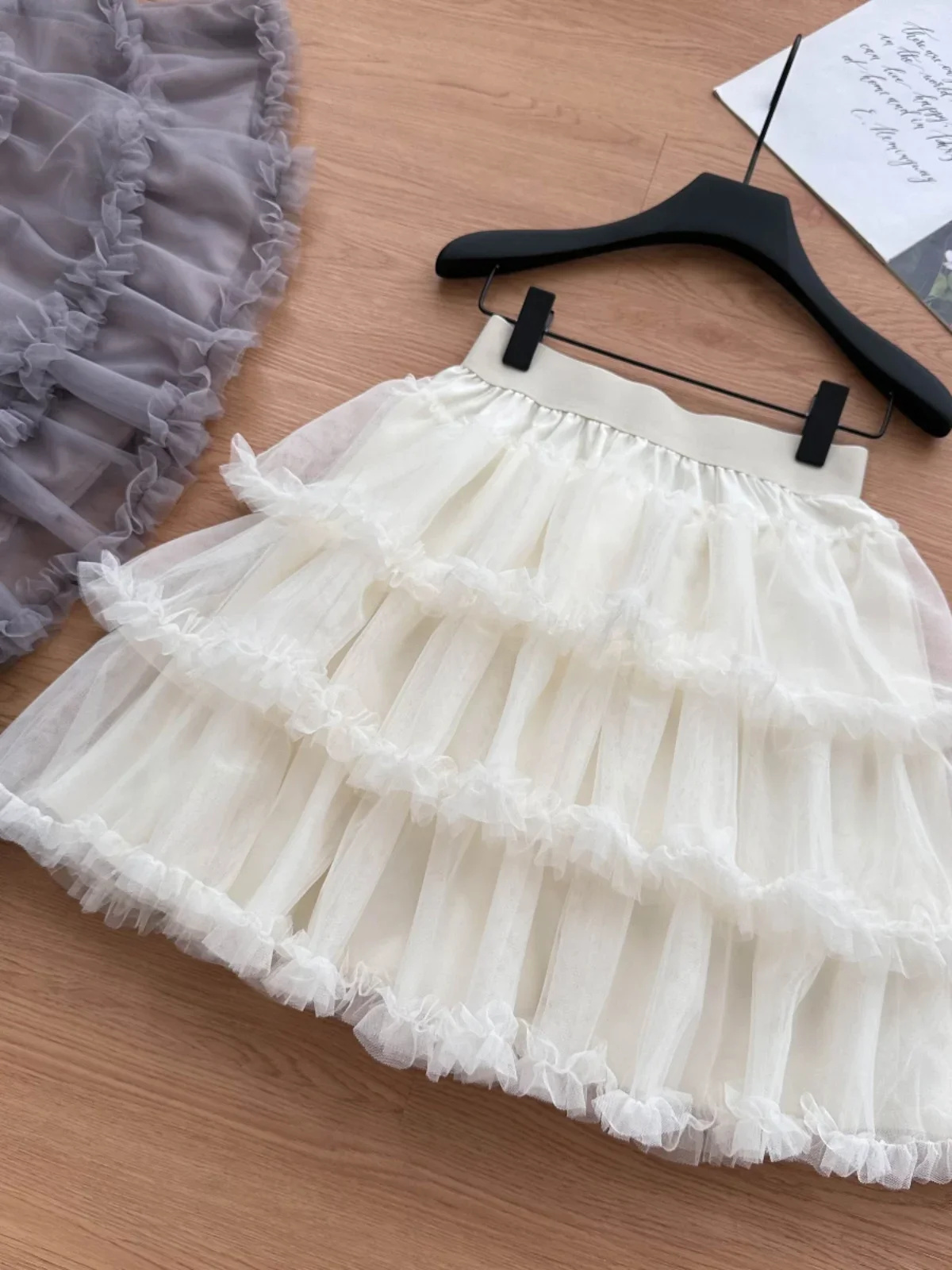 Foamlina Fairy Girl's Mini Skirt Spring French Mesh Yarn Temperament Cake Short Skirt High Waist Thin Sweet A Word Tutu Skirt