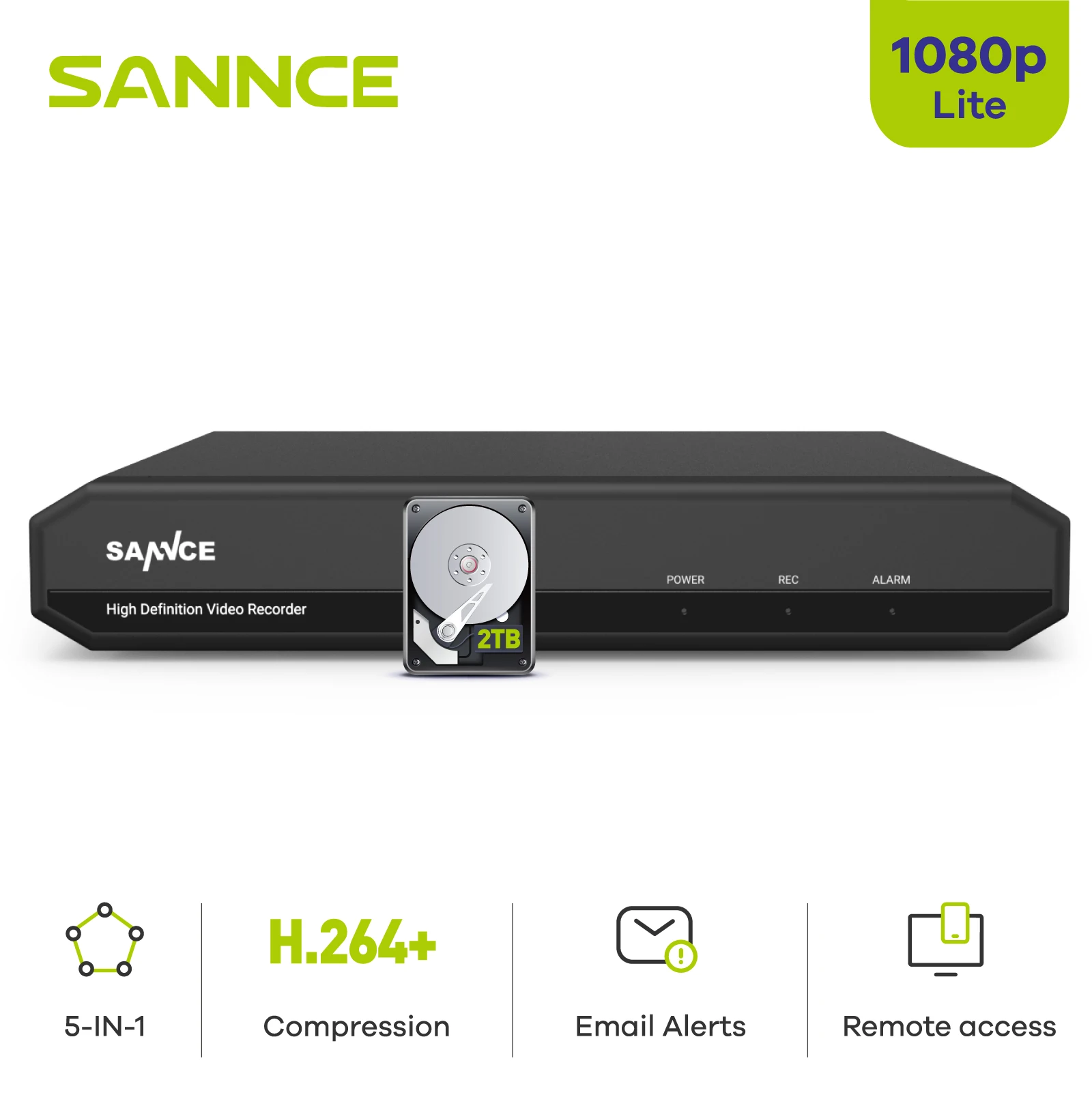 SANNCE 4/8CH 1080N 5-in-1 Security DVR 1080P CCTV Video Recorder for Home Surveillance System with 1T Hard Drive