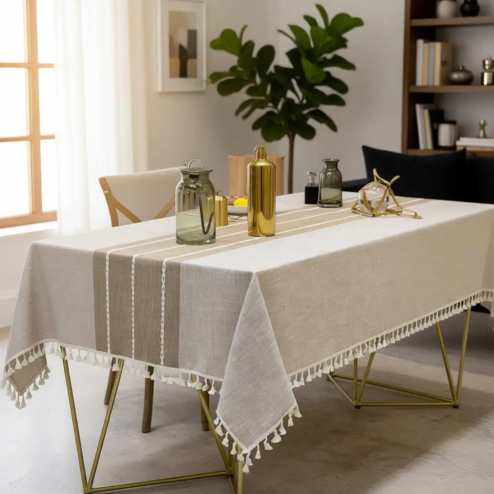 

Водонепроницаемая скатерть в деревенском стиле, без складок, 55x120 дюймов, на 10-12 персон, светло-кофейный цвет