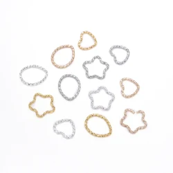 50pcs 16.5mm Gold Star Jump Rings Twisted Split Rings Connectors Diy Craft Charms Spacer Beads For Jewelry Finding Making