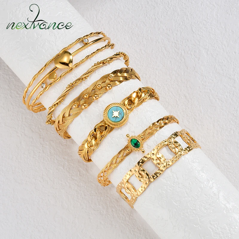 Nextvance  Charm Stainless Steel Bangle Adjustable Sun Roman Column Bracelets on hand for Women Girl Anniversary Gift Jewelry