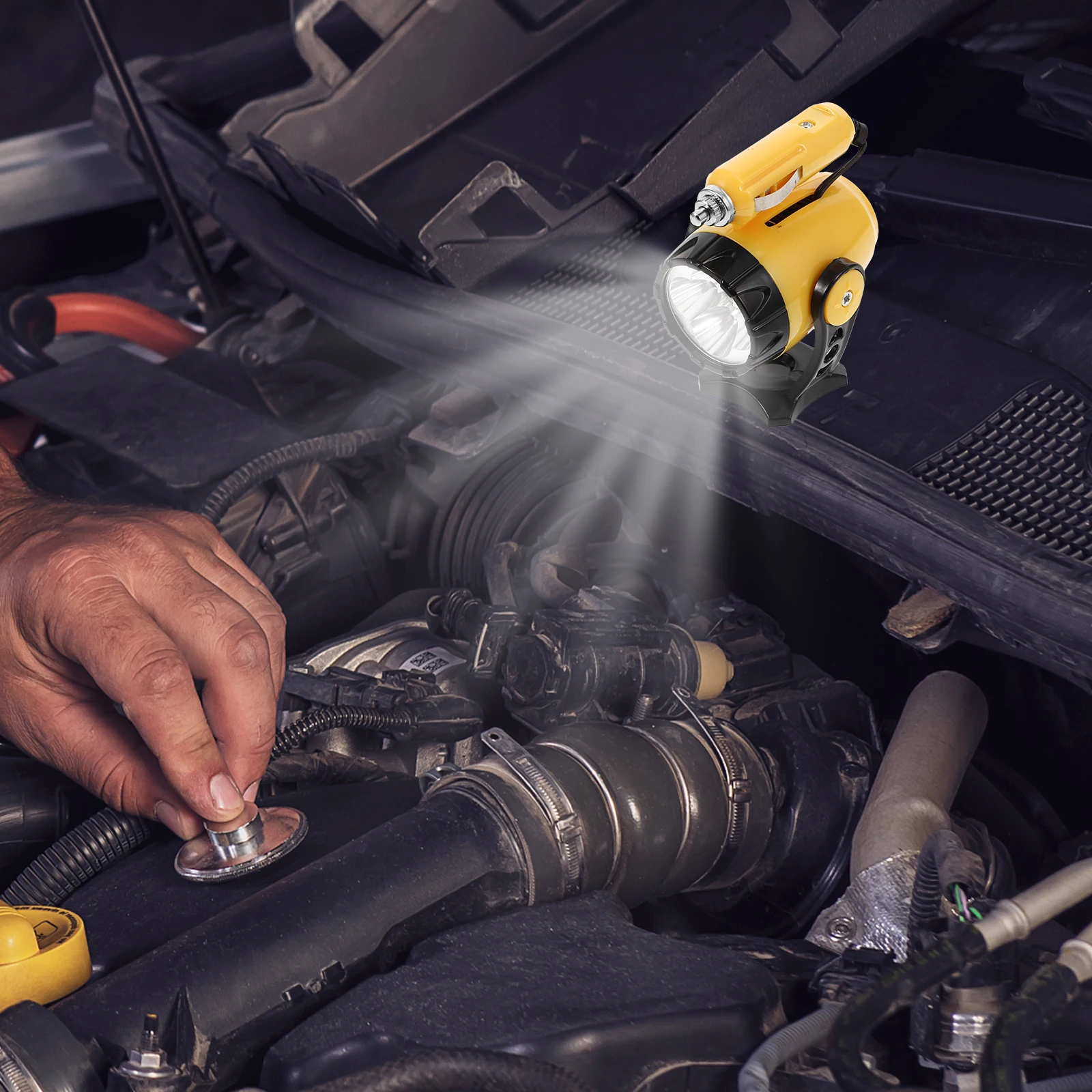 

Emergency Light 12V LED Work Lamp Magnetic Spotlight for Car Maintenance Repair Adjustable Bright Lighting Plastic