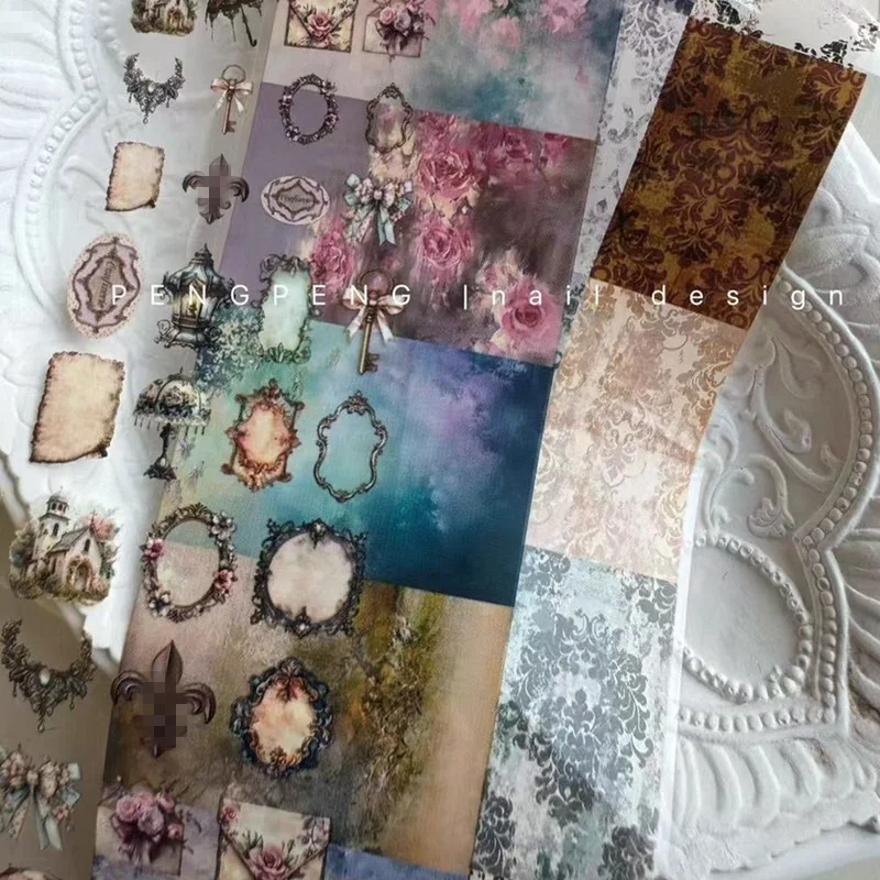 Feuilles d'ongles léopard 100cm, 1 pièce, papier de transfert de dentelle, autocollants floraux, enveloppes d'ongles à nœud papillon, décorations Vintage pour Nail Art