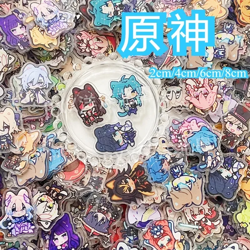 Cartoon Anime Genshin Impact acrylic patch 2/4/6/8cm Perforated sheet charms Handmade DIY keychain PP clip accessory material