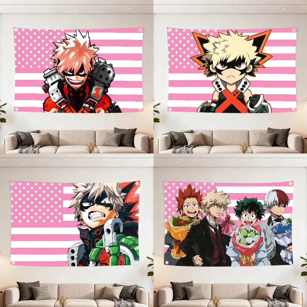 My Hero A-Academia Bakugo Katsuki Anime flag Decoration Outdoor Picnic Party Art Hanging Home Camping Party Banner Best sellers