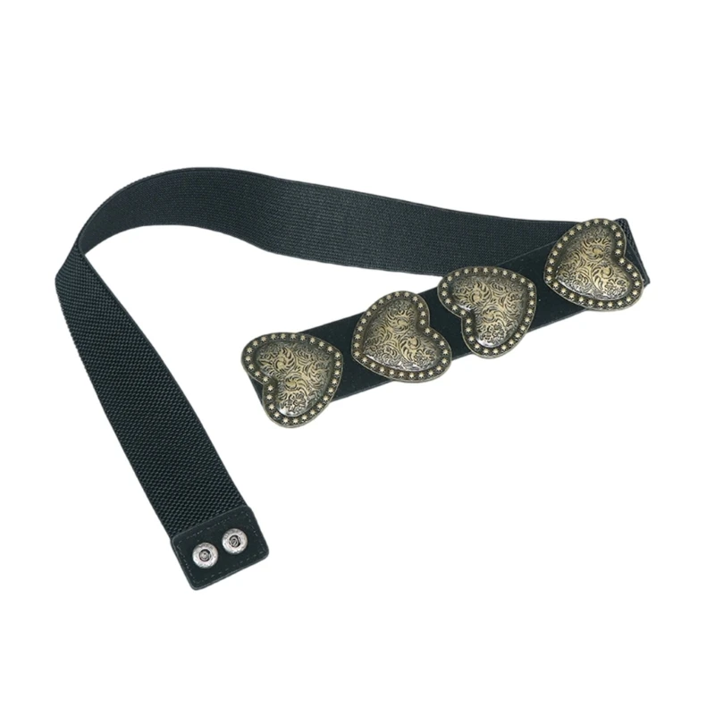 Verstelbare zwarte riem muziekfestival tailleband elastische metalen decoratieve riem voor stijlvolle outfits DropShipping