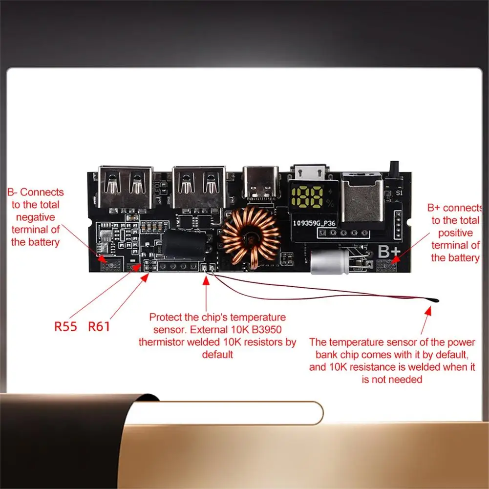 

N35R-PD Power Bank, 6 портов, 21700, двухсторонняя быстрая зарядка, мобильный модуль питания для сборки аккумулятора большой емкости 18650