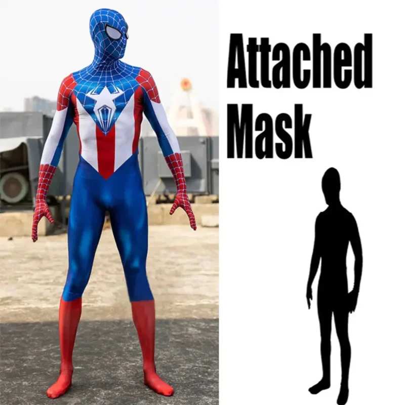 Sky03 ハロウィンキャプテンアドバンススパイダーコスチュームスーパーヒーローコスプレ全身タイツスーツゲーム大人子供男性男の子男性ボディスーツパーティー 55Hu%